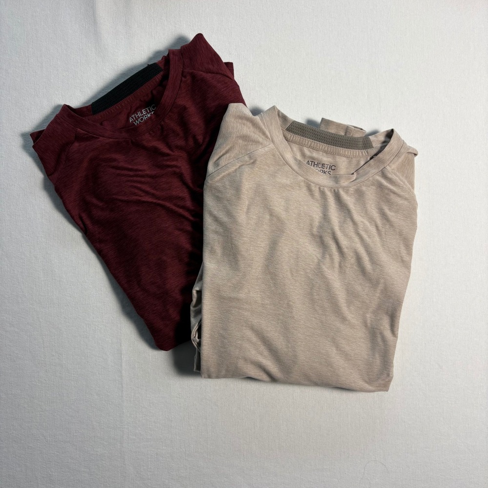 Athletic Works Long Sleeve Tops 2pk, L, Burgundy Tan, ButterCore Active